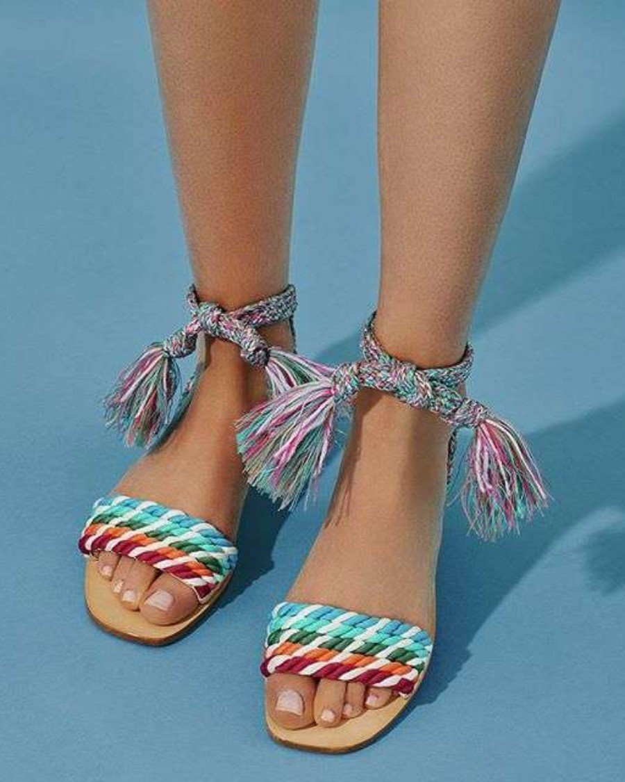 Sandália Schutz Pompom Bicolor Original - PYK1 | Etiqueta Única