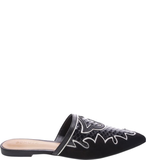 Flat Mule New Western Black Flat Mule New Western Black