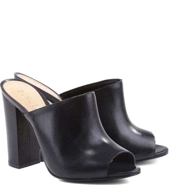 block heel black mules