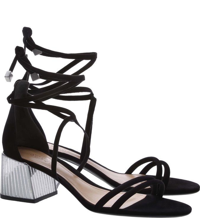 Sandália Chunky Heel Metallic Black Sandália Chunky Heel Metallic Black