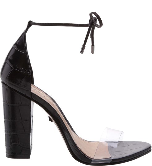 Sandália Salto Vinil Croco Black Sandália Salto Vinil Croco Black