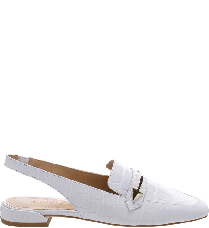 Flat Mule Slingback Croco White Flat Mule Slingback Croco White