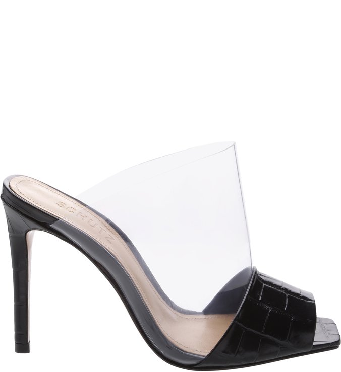 Mule High Vinil Croco Black Mule High Vinil Croco Black