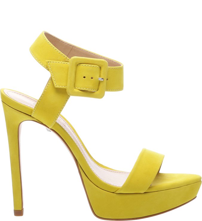 Sandália Salto Meia Pata Nobuck Yellow Sandália Salto Meia Pata Nobuck Yellow