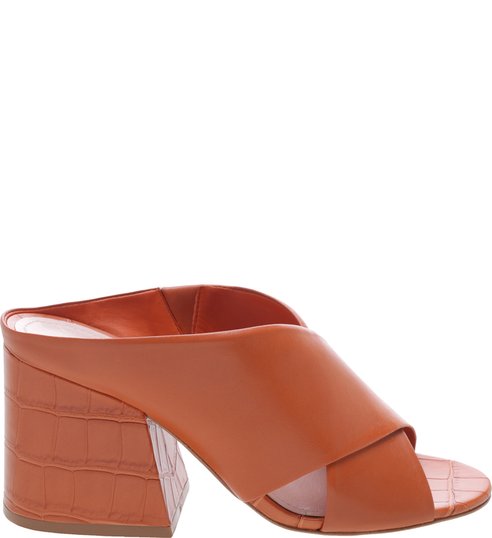 Mule Block Heel Croco Ocre Mule Block Heel Croco Ocre