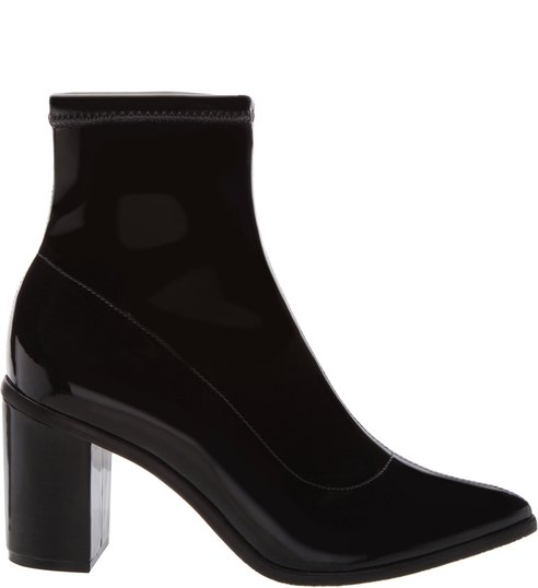 Sock Boot Block Heel Verniz Preta Sock Boot Block Heel Verniz Preta