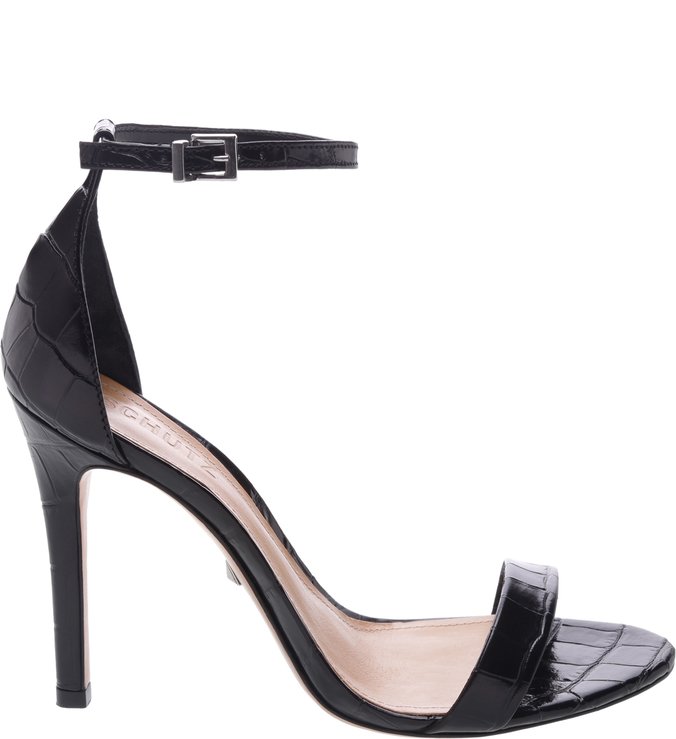 Sandália Gisele Croco Black Sandália Gisele Croco Black