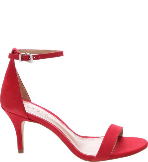 Sandália Gisele Salto Médio Nobuck Red Sandália Gisele Salto Médio Nobuck Red
