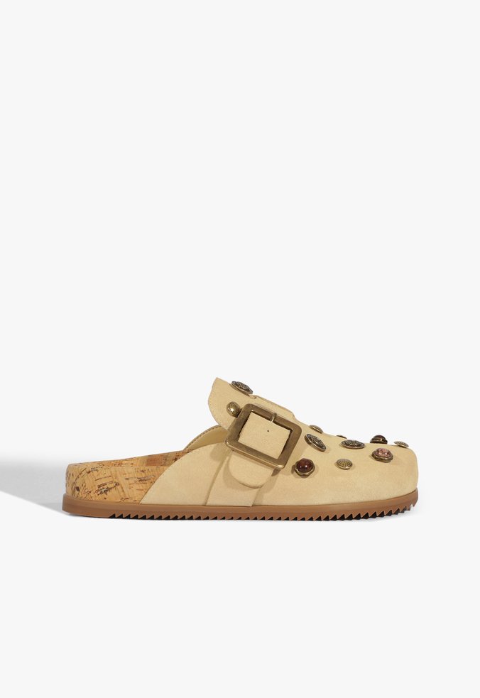 Clog Couro Bege