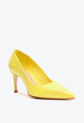 Sapato Scarpin Couro Amarelo