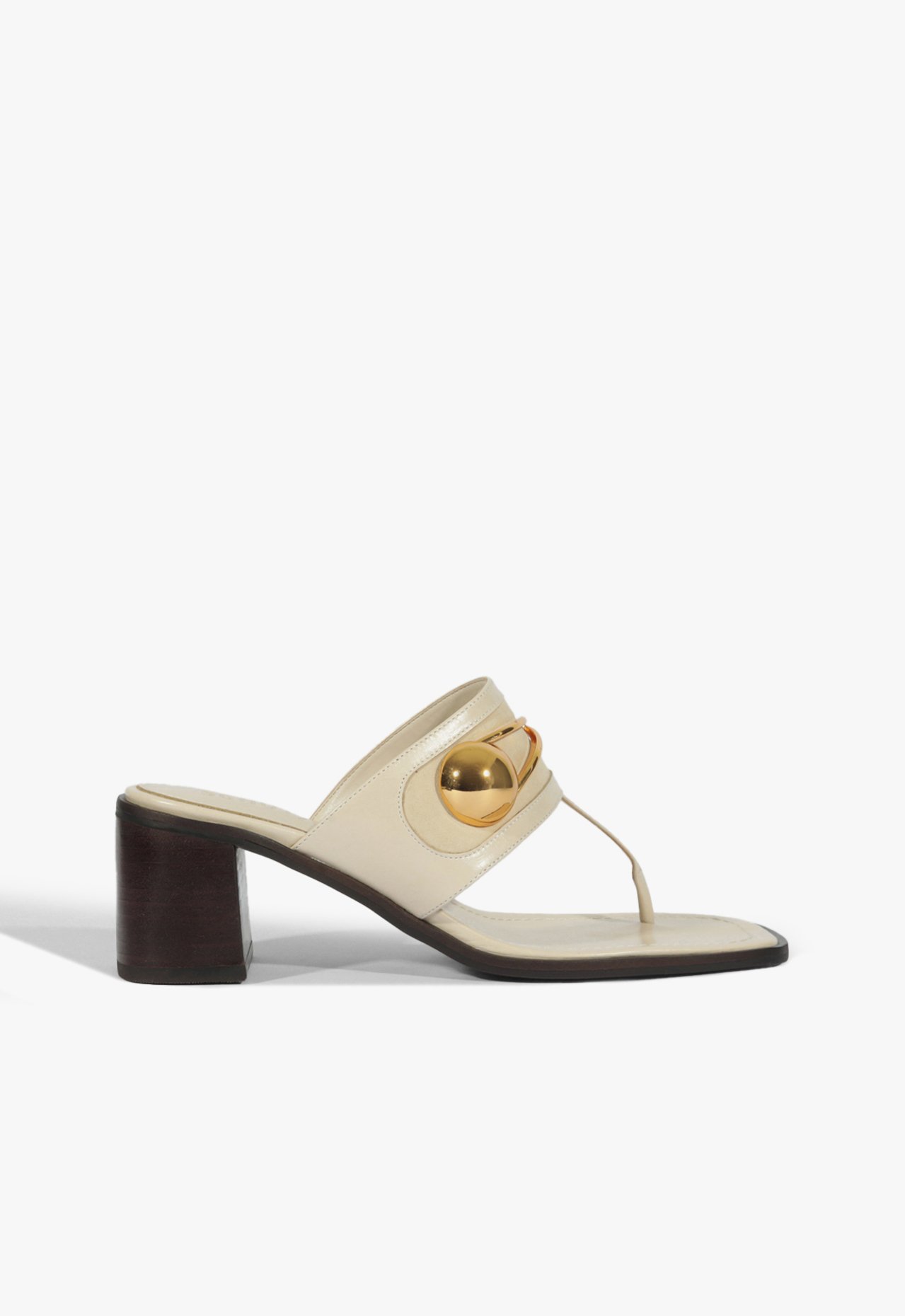 Sandália Mule Salto Bloco Ornella Couro Glam Branca | Schutz