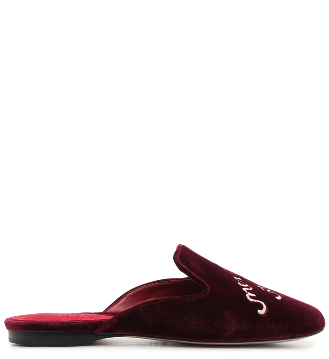 Homewear Flat Mule Sofi Velvet Wine Homewear Flat Mule Sofi Velvet Wine