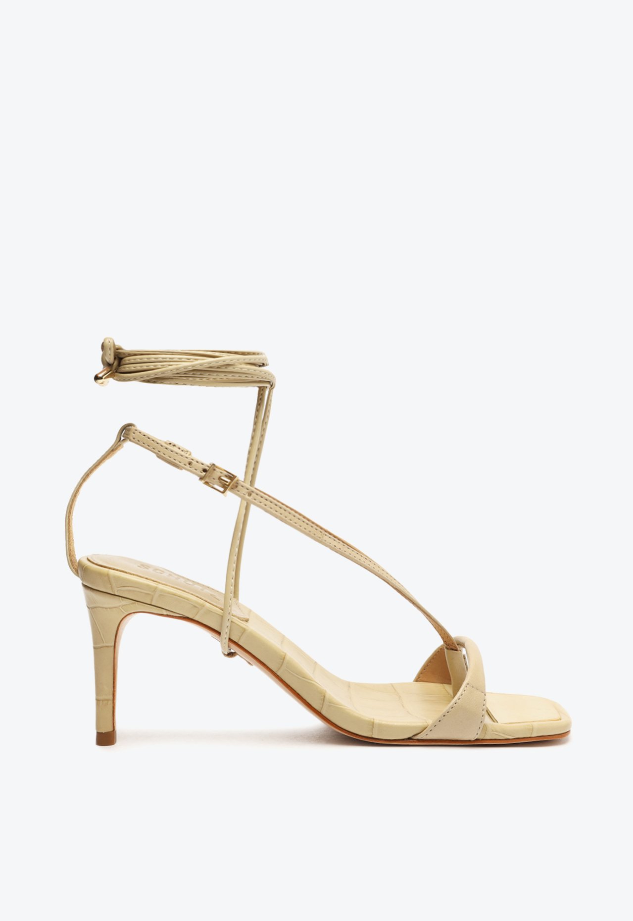 Sandália Vikki Salto Médio Couro Bege Claro | Schutz