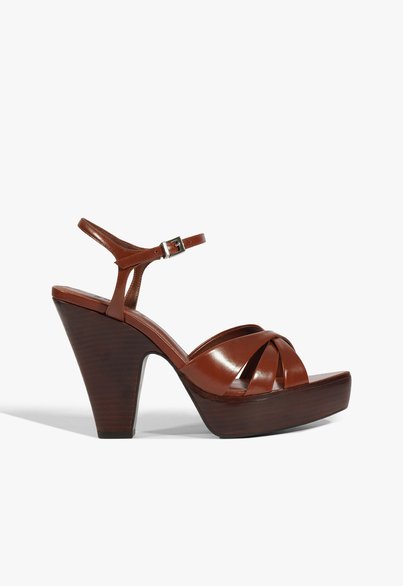 Sandália Keefa Wood Plataform Couro Marrom | Schutz