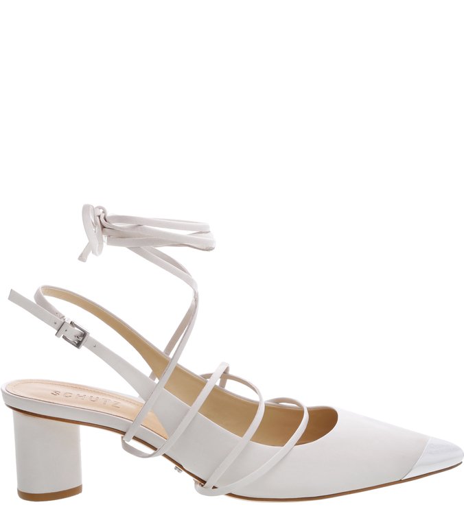 Scarpin Slingback Lace Up Pearl