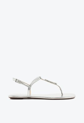 Sandália Rasteira Crystal Schutz Logo Prata