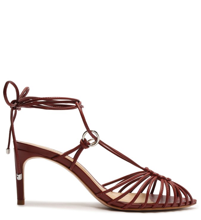 Sandália Lace-Up Tiras Vermelho Vinho