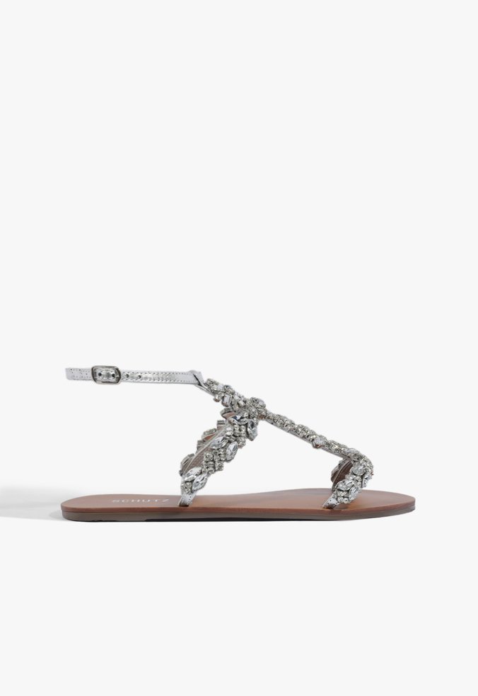 Sandália Rasteira Metallic Prata