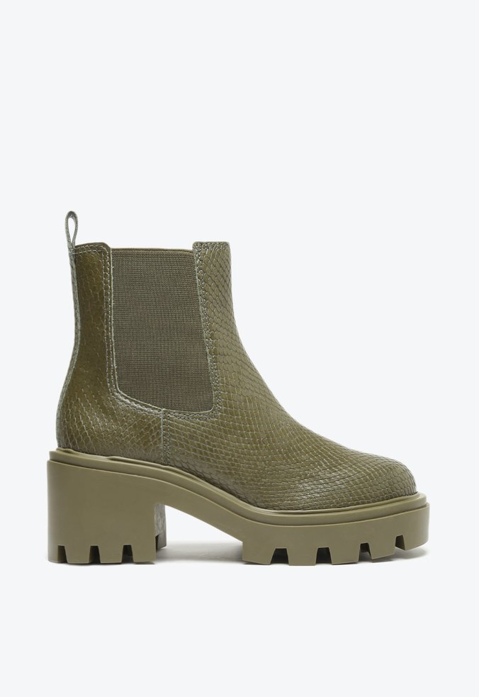 Bota Thunder Salto Médio Couro Verde