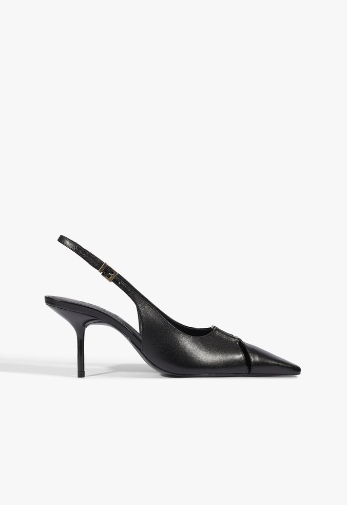 Scarpin Pammela Slingback Couro Preta