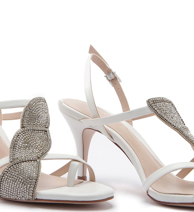 SANDÁLIA MID HEEL CRYSTAL LEAF WHITE SANDÁLIA MID HEEL CRYSTAL LEAF WHITE