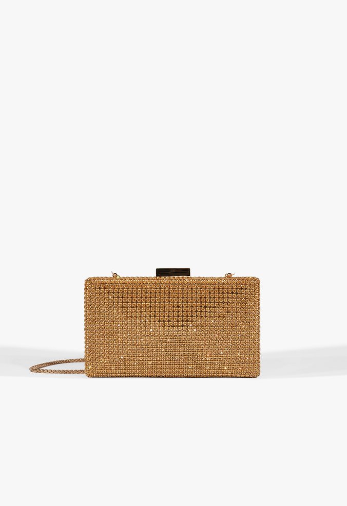 Bolsa Clutch Malha Strass Cobre