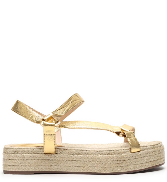Sandália Papete Flatform Natural New Sporty Dourada