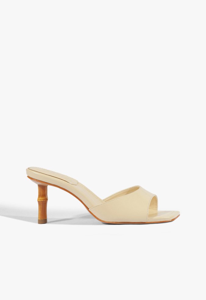 Tamanco Mule Leena Bamboo Couro Off White