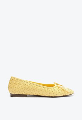 Sapatilha Casual Flats Couro Amarela