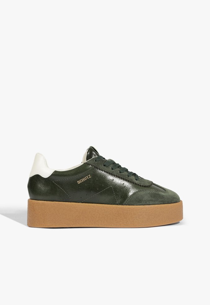 Tênis Flatform Couro Verde