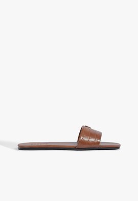 Slide Fresh Boho Couro Marrom