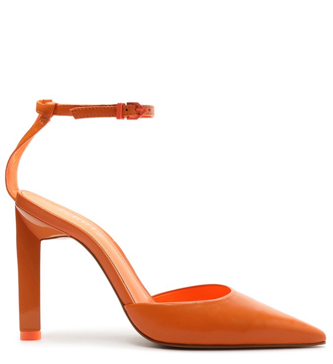 Sapato Scarpin Salto Alto Janeh Couro Laranja