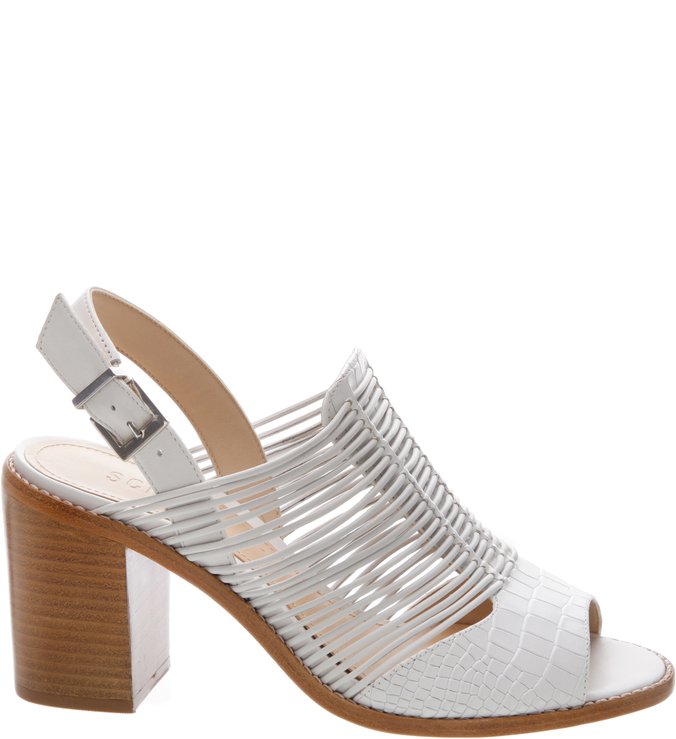 Sandália Block Heel Trama White