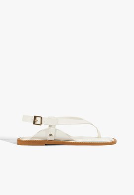 Sandália Rasteira Lorraine Couro Branco