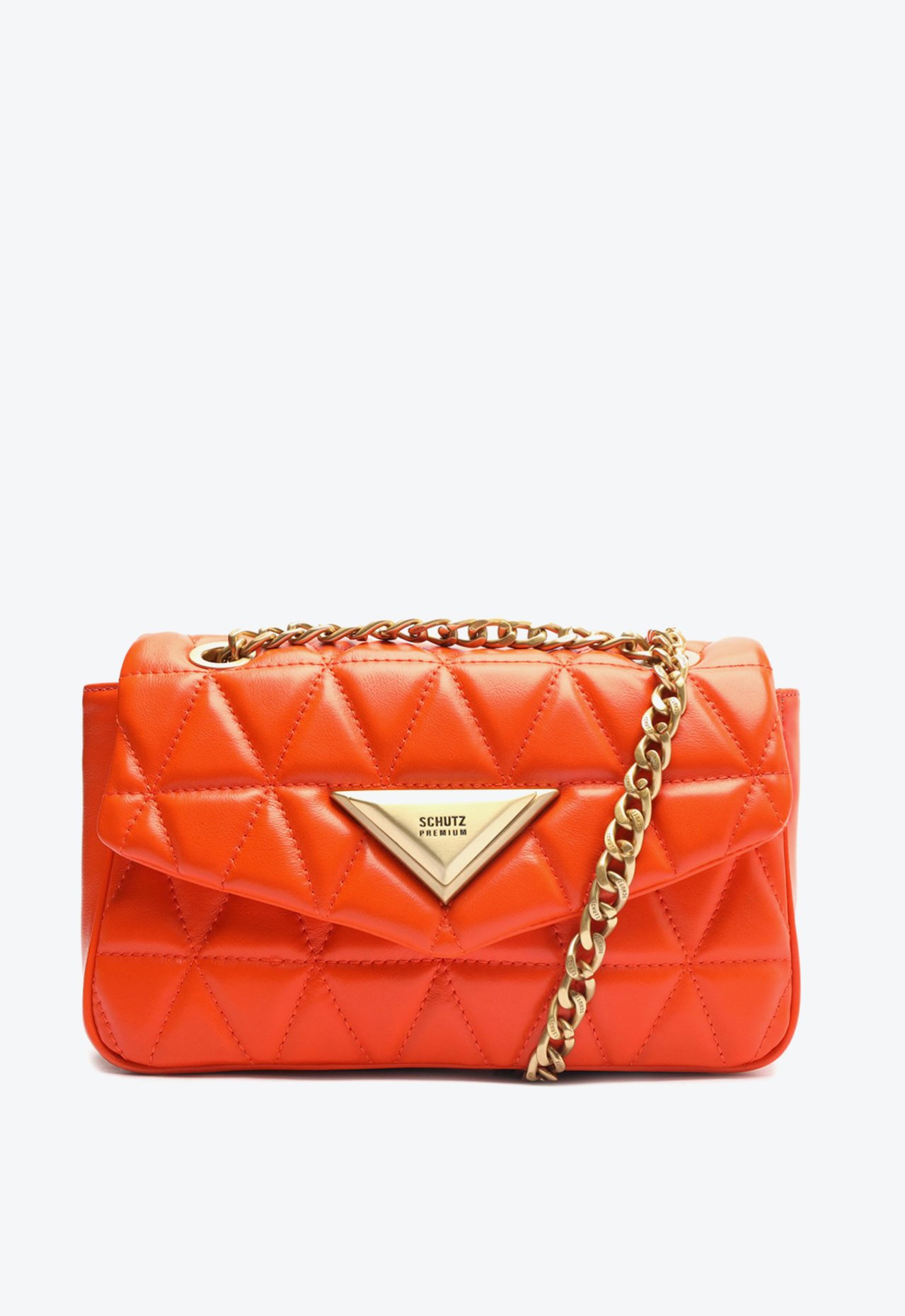 リスキンミニ Bolsa Tiracolo Pequena New 944 Couro Matelassê Laranja | Schutz