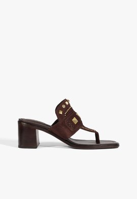 Sandália Mule Couro Marrom