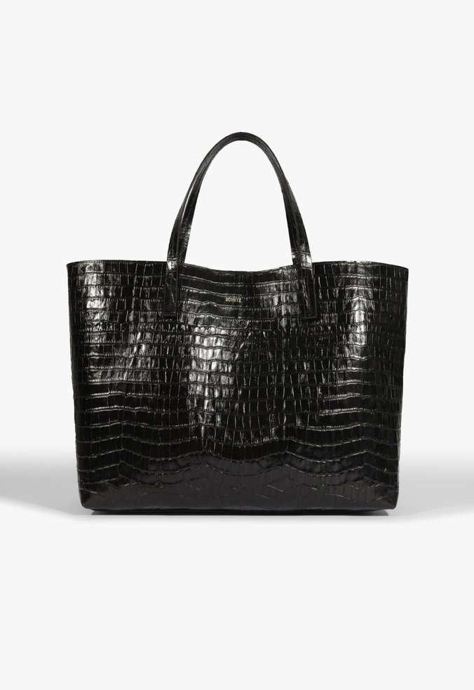 Bolsa Shopping Grande Betty Couro Croco Preta