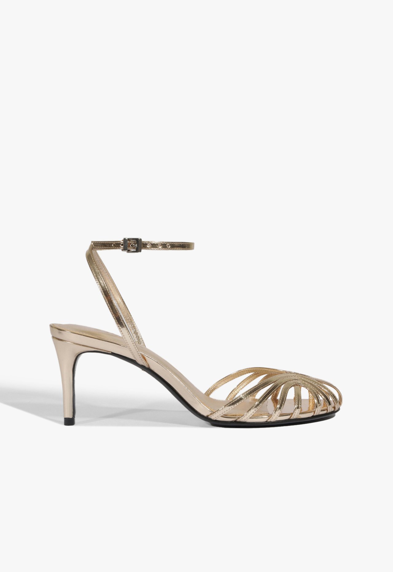 Sandália Salto Médio Liana Couro Dourada | Schutz