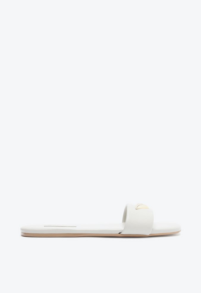 Chinelo Casual Flats Couro Cinza