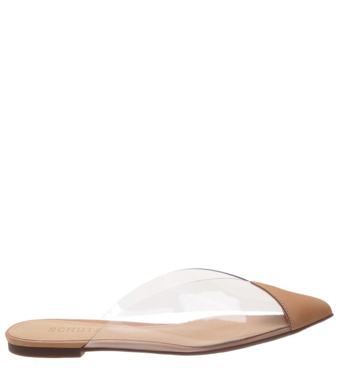 Sapato Mule Vinil Transparente Bege