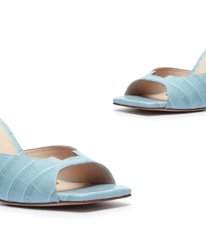 Schutz X Ginger Mule Geometric Croco Blue Schutz X Ginger Mule Geometric Croco Blue