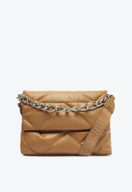 Bolsa Tiracolo Média Barbara Couro Corrente Bege Escuro