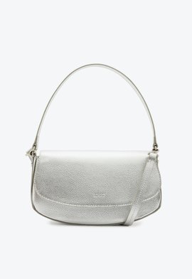 Bolsa Tiracolo Média Baguette Esther Couro Prata