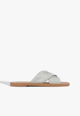 Sandália Rasteira X Schutz Logo Cinza