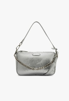 Bolsa Tiracolo Grande Emmy Couro Snake Prata