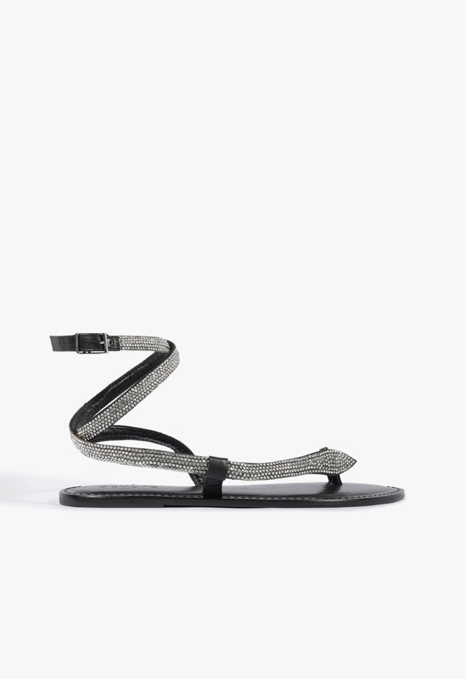 Sandália Rasteira Courtney Crystal Preta