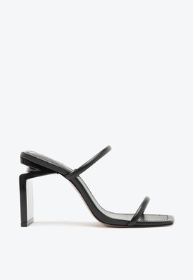 Sandália Salto Bloco Alto Couro Preta