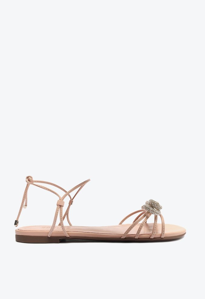 Sandália Rasteira Laço Rosa Claro
