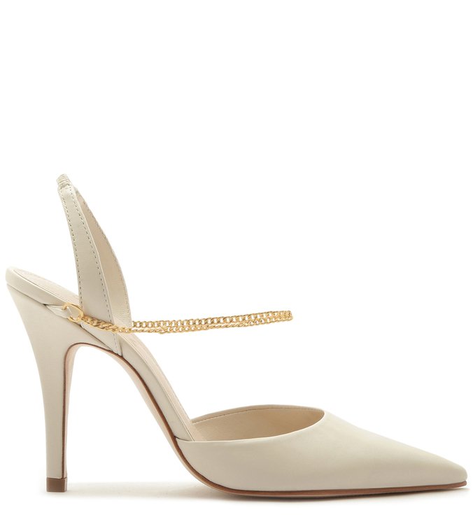 Scarpin Slingback Gold White Scarpin Slingback Gold White