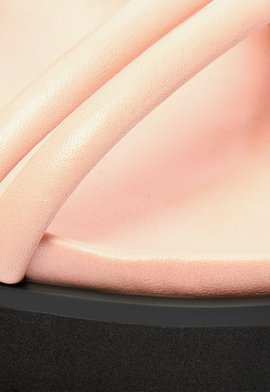 Sandália Papete Flatform Couro Trança Rosa Claro